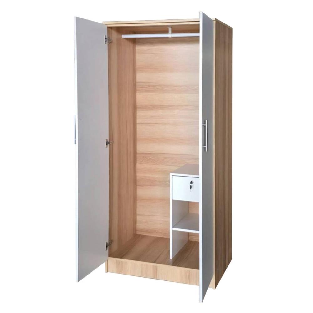 ตู้เสื้อผ้า 2 บานเปิด FURDINI HERO 80 ซม. สี NATURAL OAK/ขาว