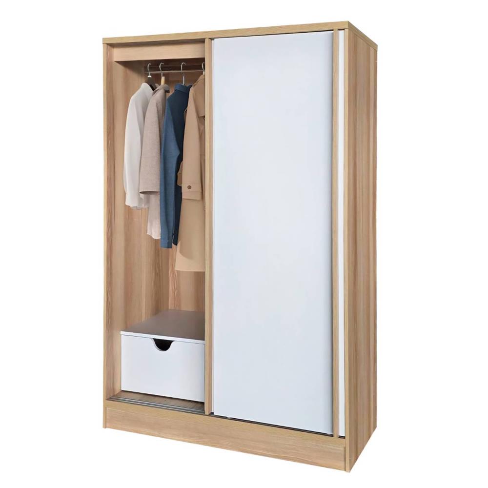 ตู้เสื้อผ้าบานเลื่อน FURDINI HERO 120 ซม. สี NATURAL OAK/ขาว
