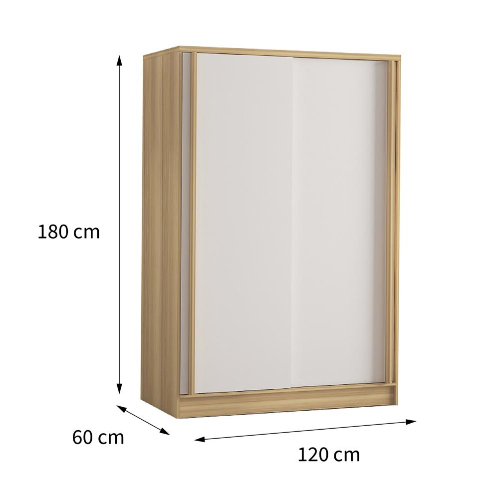 ตู้เสื้อผ้าบานเลื่อน FURDINI HERO 120 ซม. สี NATURAL OAK/ขาว