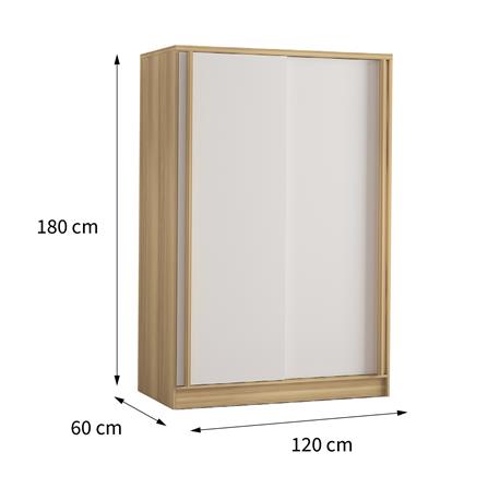 ตู้เสื้อผ้าบานเลื่อน FURDINI HERO 120 ซม. สี NATURAL OAK/ขาว_8