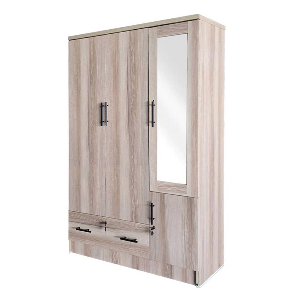 ตู้เสื้อผ้า 3 บานเปิด FURDINI HERO 120 ซม. สี NATURAL OAK/กระจกเงา