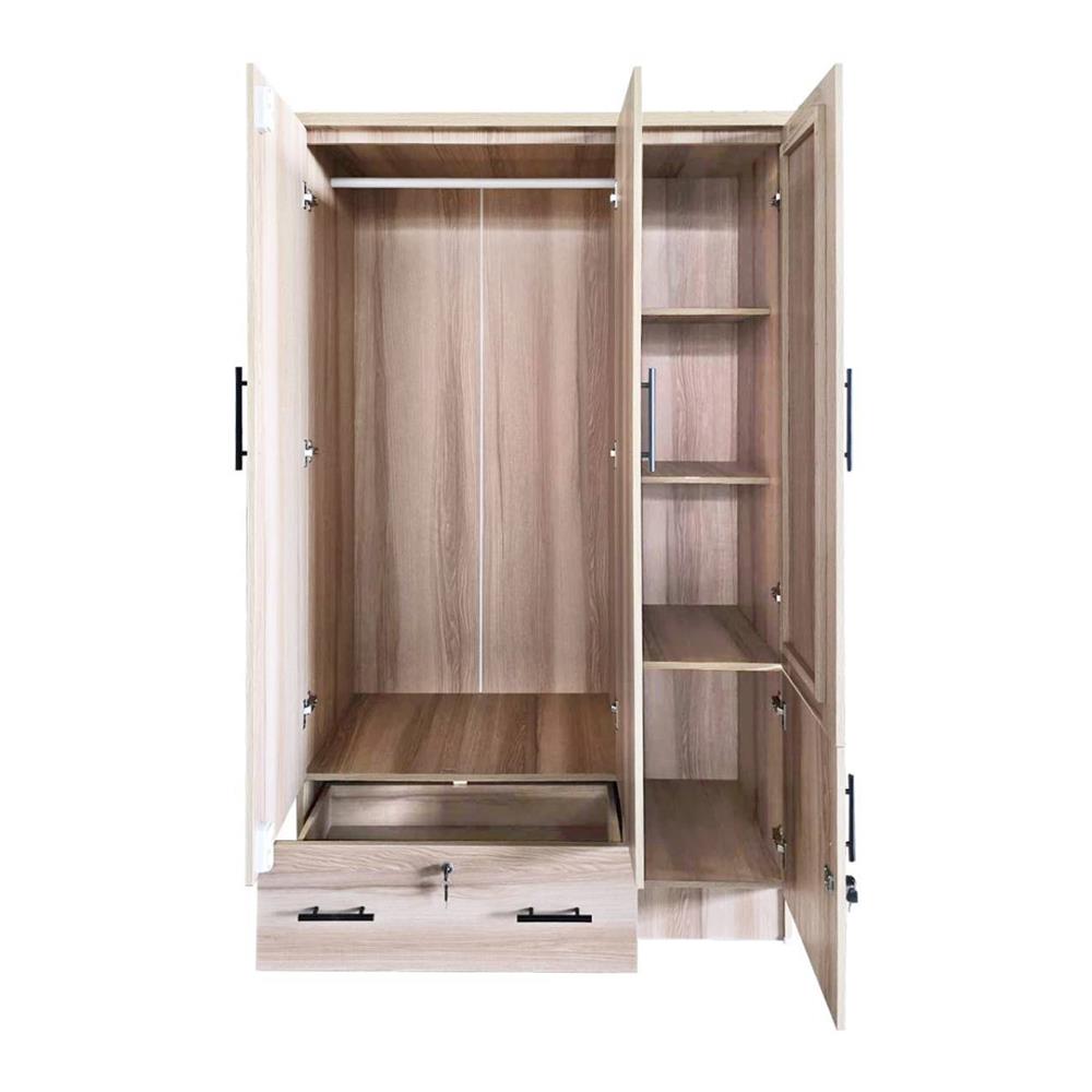 ตู้เสื้อผ้า 3 บานเปิด FURDINI HERO 120 ซม. สี NATURAL OAK/กระจกเงา