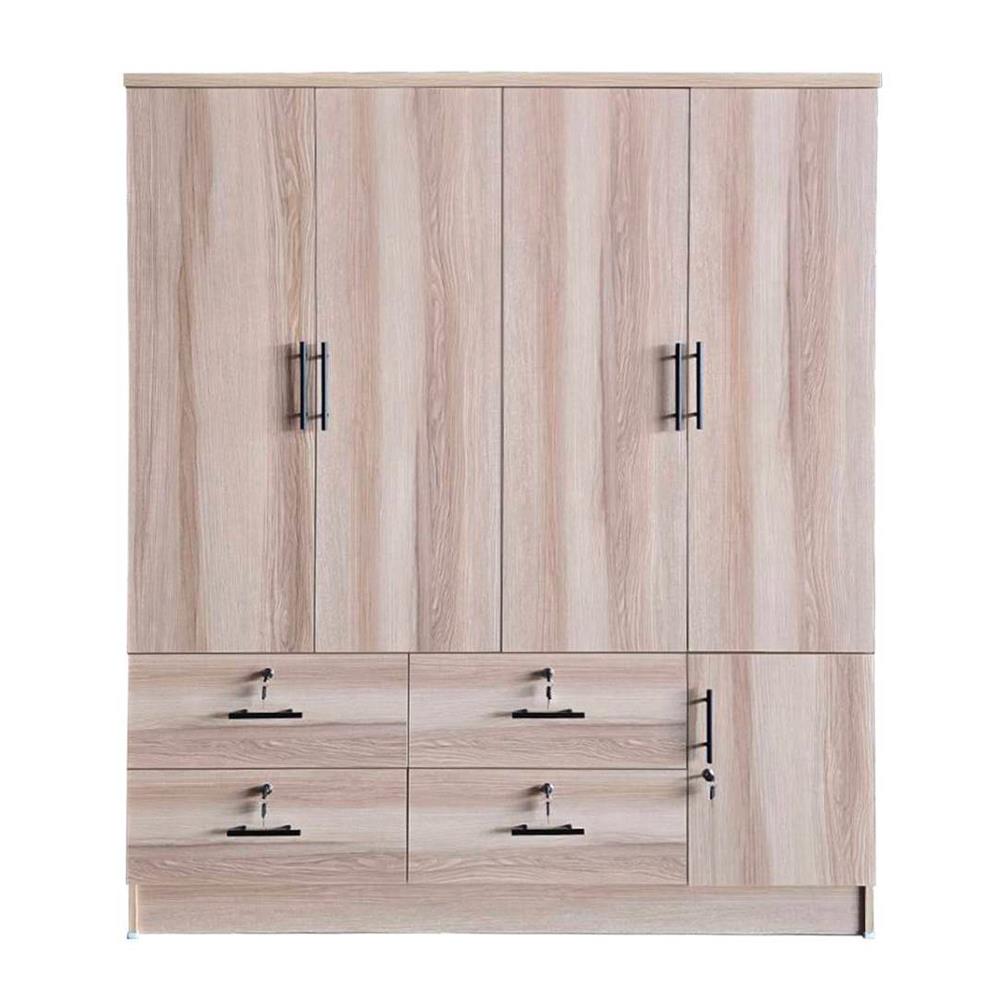 ตู้เสื้อผ้า 4 บานเปิด FURDINI HERO 160 ซม. สี NATURAL OAK