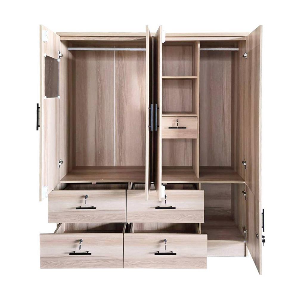 ตู้เสื้อผ้า 4 บานเปิด FURDINI HERO 160 ซม. สี NATURAL OAK