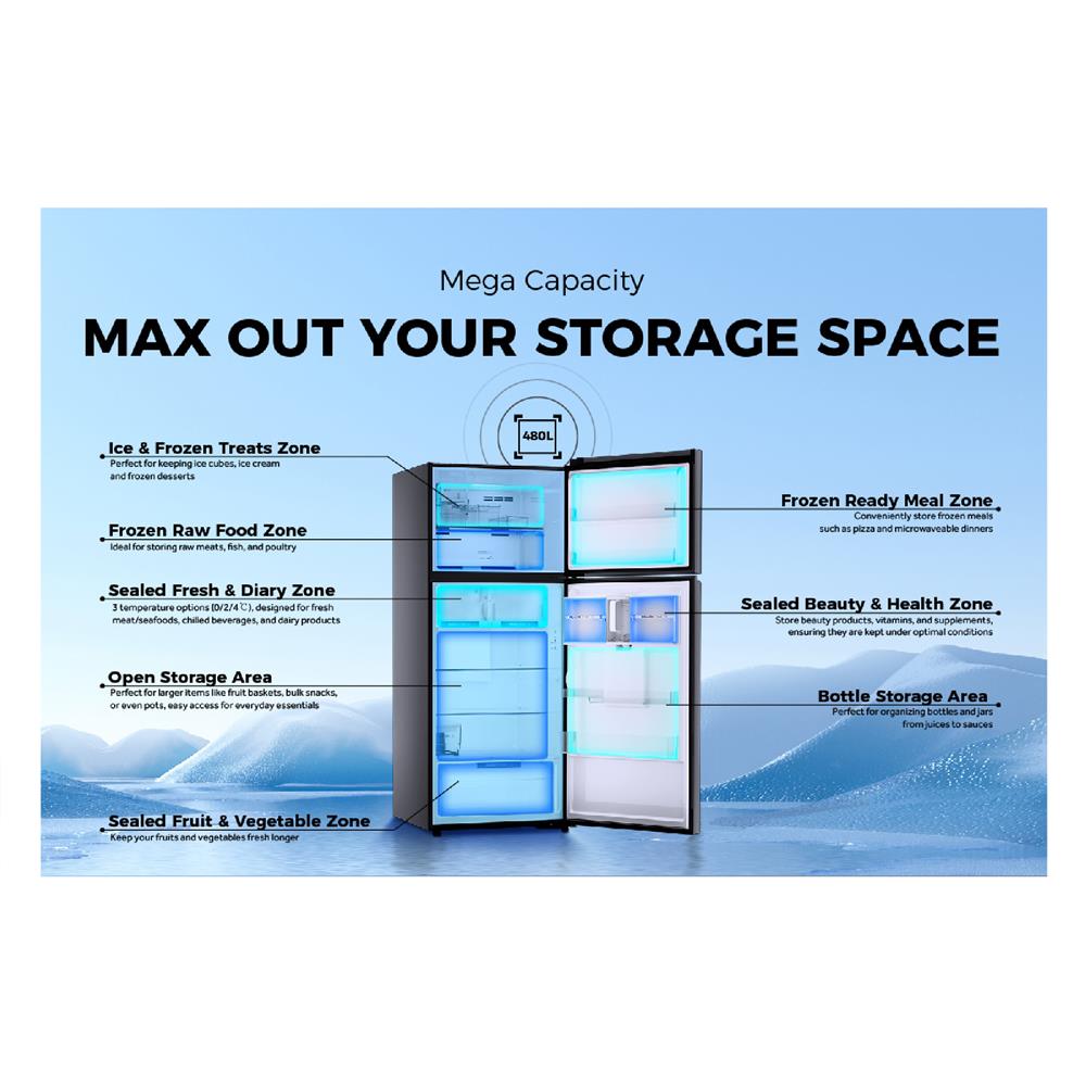 ตู้เย็น 2 ประตู HAIER HRF-490IWMGIU1 16.7 คิว กระจกน้ำเงิน