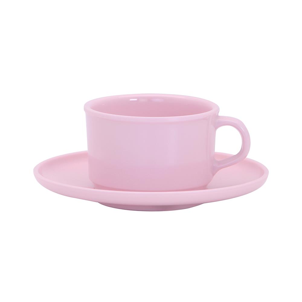 ถ้วยกาแฟและจานรองเมลามีน 300 มล. VANDA CLASSIC สีชมพู