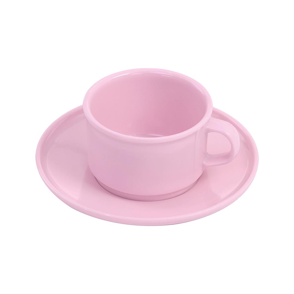 ถ้วยกาแฟและจานรองเมลามีน 300 มล. VANDA CLASSIC สีชมพู