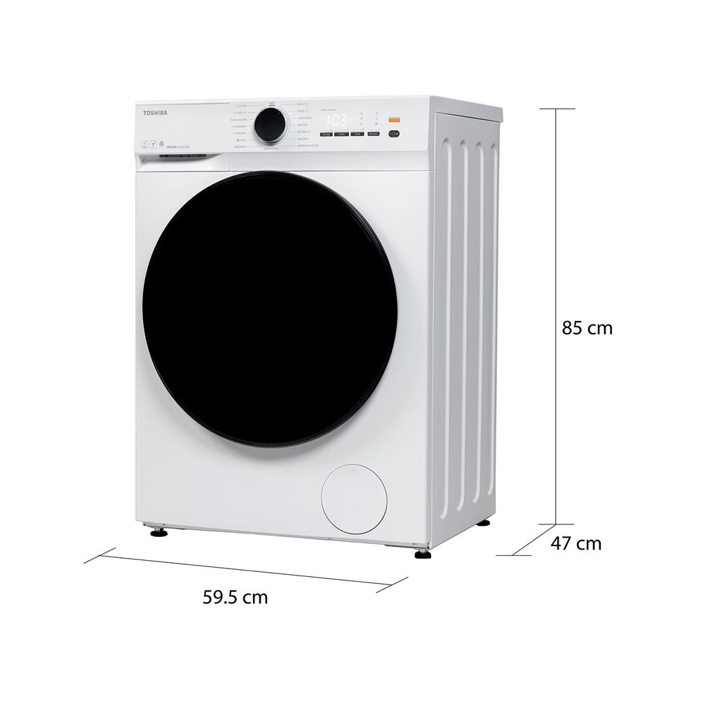 เครื่องซักอบผ้าฝาหน้า TOSHIBA TWD-T21BU95UWT(WW) 8.5/6 กก. 1400RPM อินเวอร์เตอร์ สีขาว