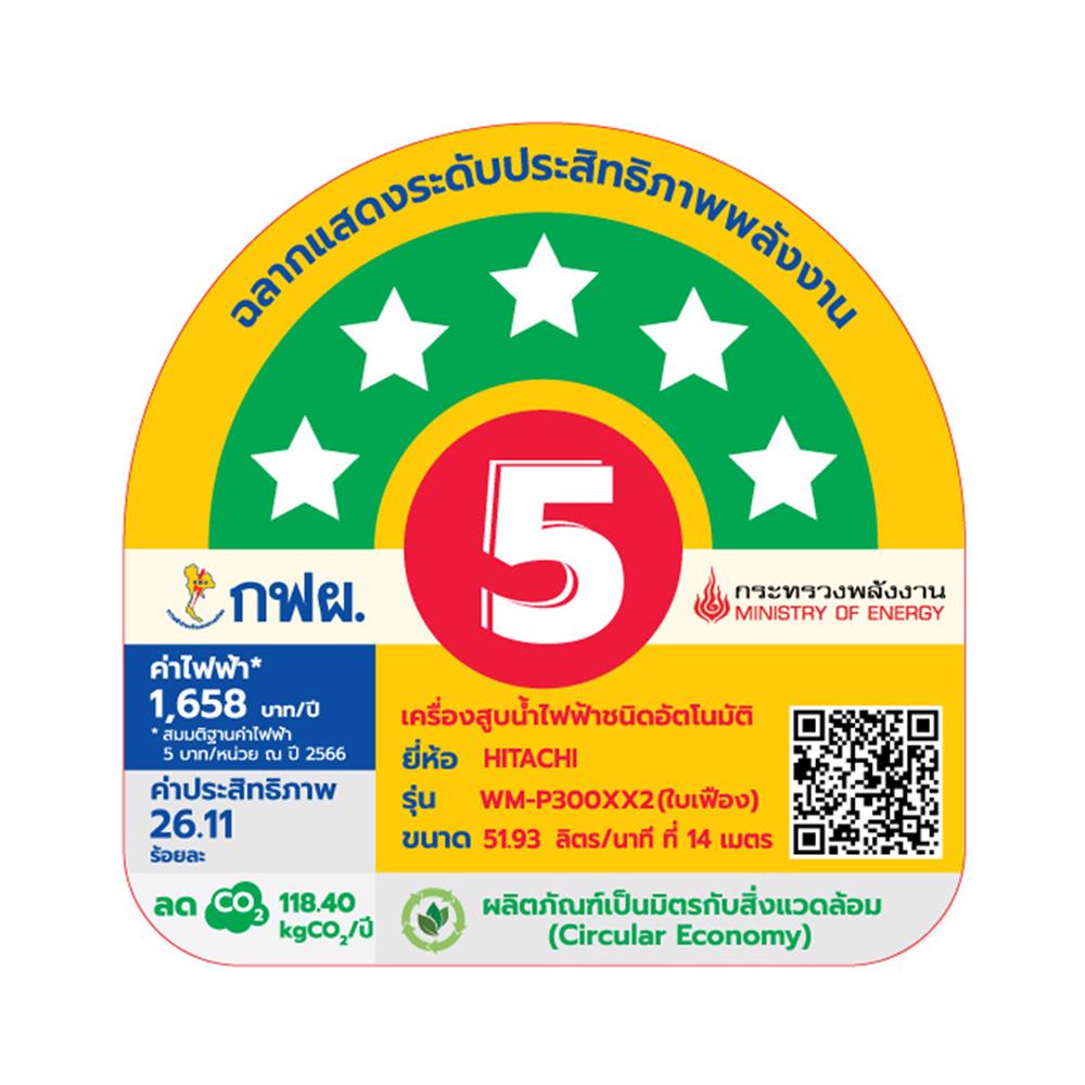 ปั๊มน้ำอัตโนมัติ HITACHI WM-P300XX2 300 วัตต์