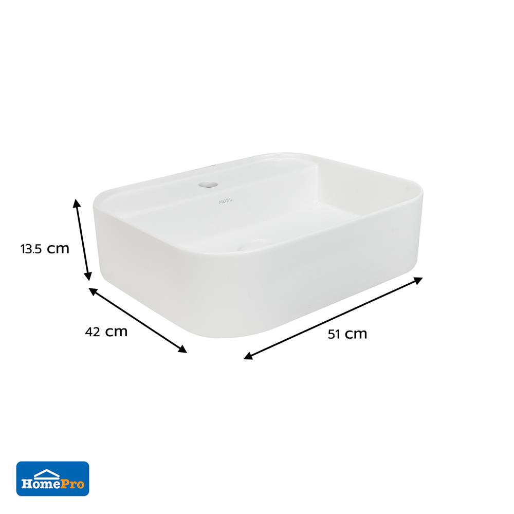 อ่างล้างหน้าวางบนเคาน์เตอร์ MOYA C-815 MATT WHITE