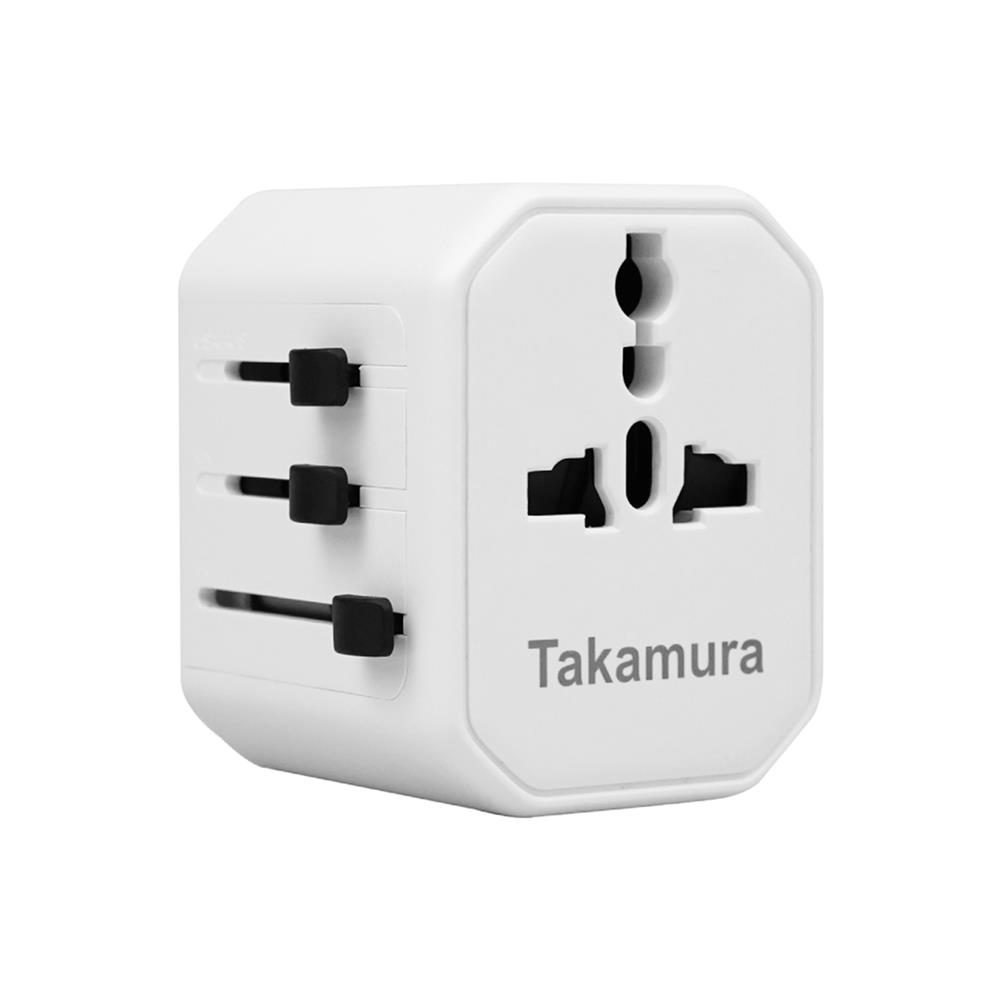 หัวแปลงปลั๊กไฟสากลพร้อมที่ชาร์จ TAKAMURA TUT-12 สีขาว