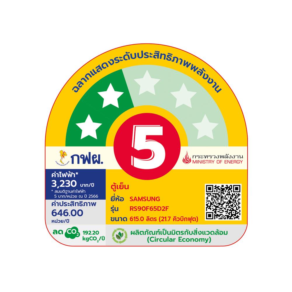 ตู้เย็น SIDE BY SIDE SAMSUNG RS90F65D2FST 21.7 คิว สีดำ