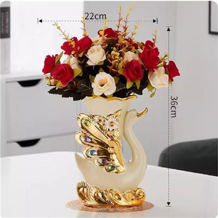 แจกันตกแต่งพร้อมกุหลาบแดง INTERY CT209E041_05 สีแดง/ขาว_5