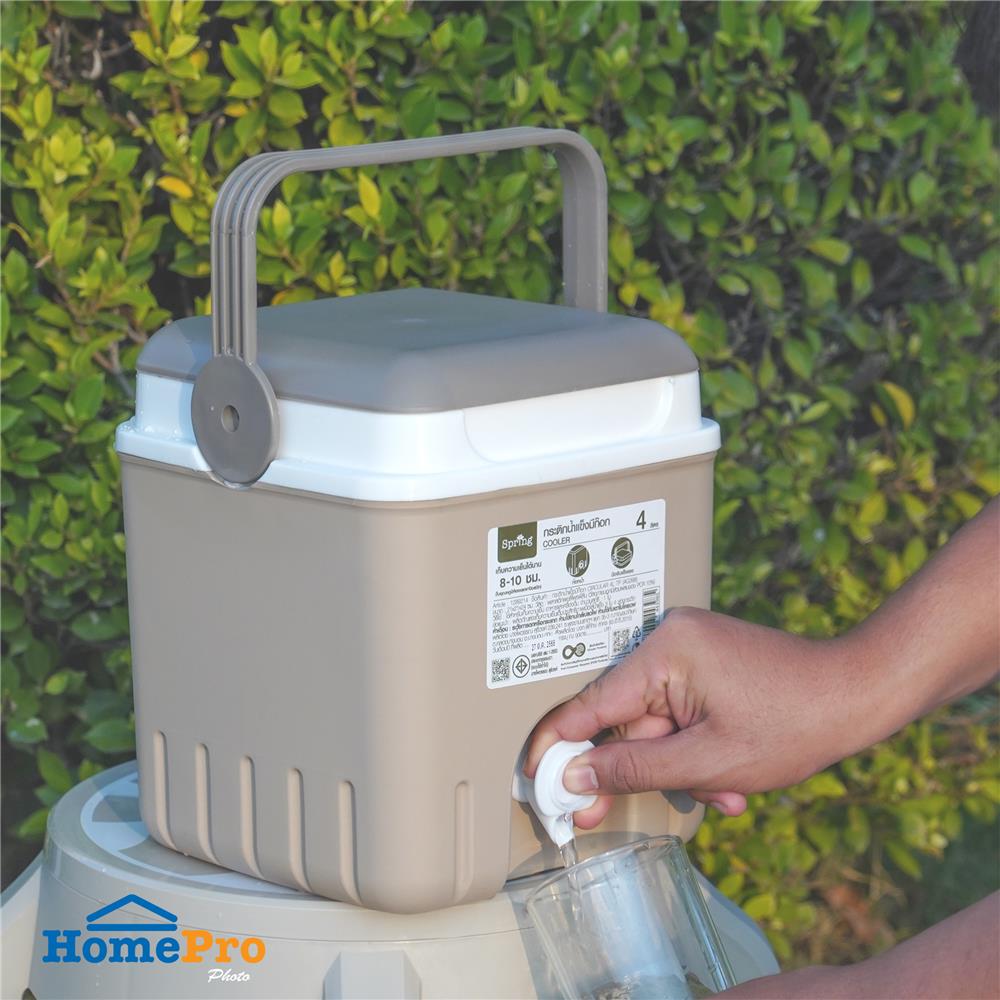 กระติกน้ำแข็งมีก๊อก SPRING CIRCULAR 4 ลิตร สีโทป