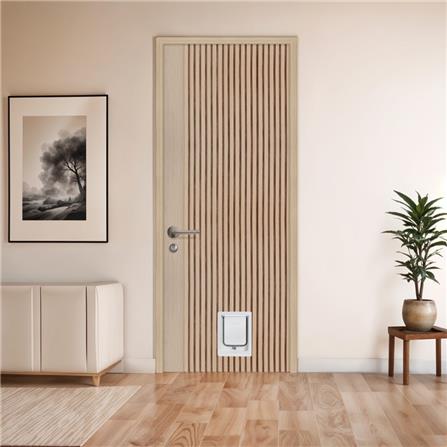 ประตูสัตว์เลี้ยงโพลีสไตรีน ไม่เจาะลูกบิด LINEDEKOR VERTICAL SIZE M 70x200 ซม. สีบีช_3