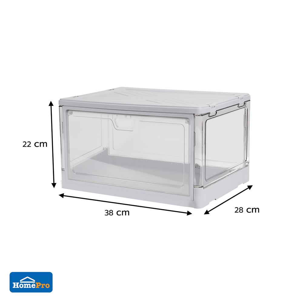 กล่องรองเท้า STACKO LITE 38X28X22 ซม. สีเทา/ใส