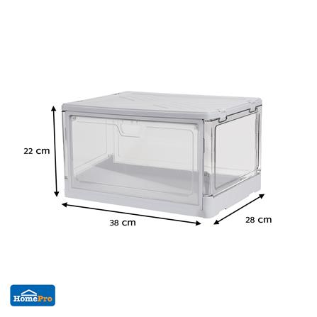 กล่องรองเท้า STACKO LITE 38X28X22 ซม. สีเทา/ใส_10