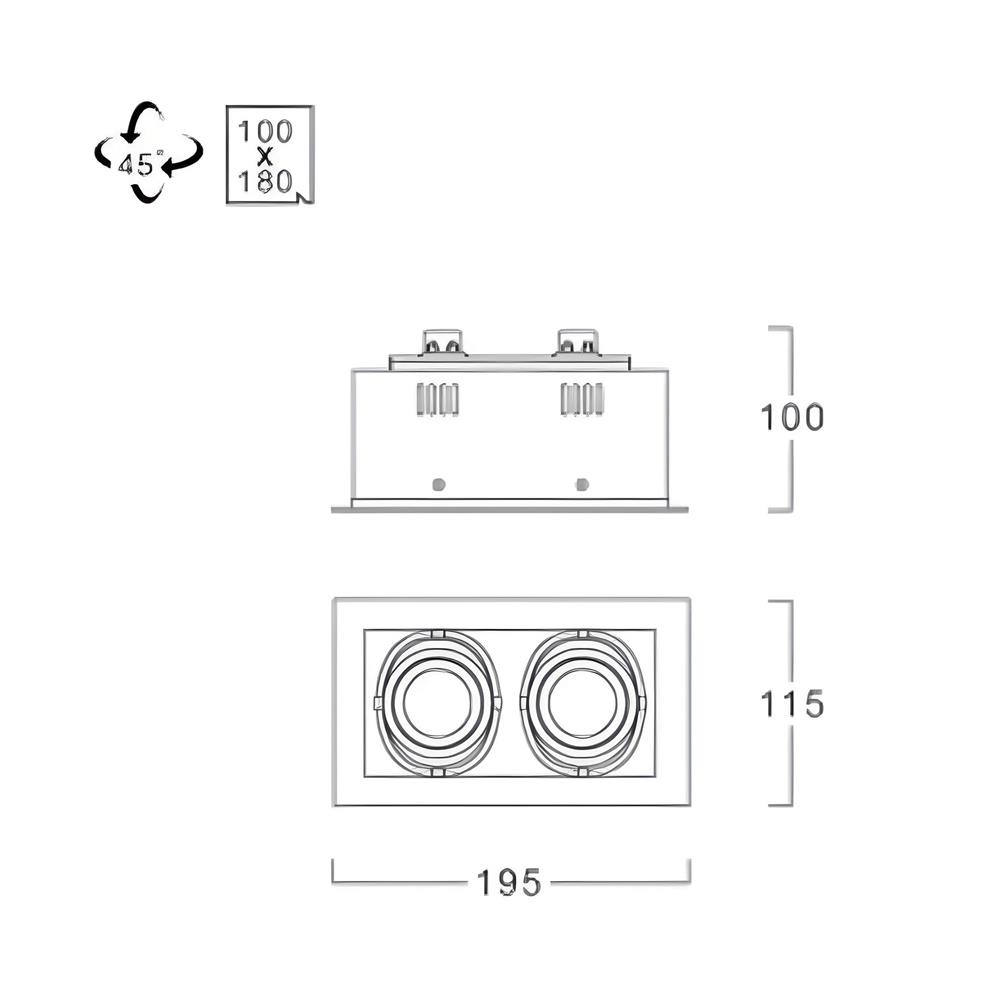 ดาวน์ไลท์ L&E HG 24-05011 7 นิ้ว สีดำ เหลี่ยม