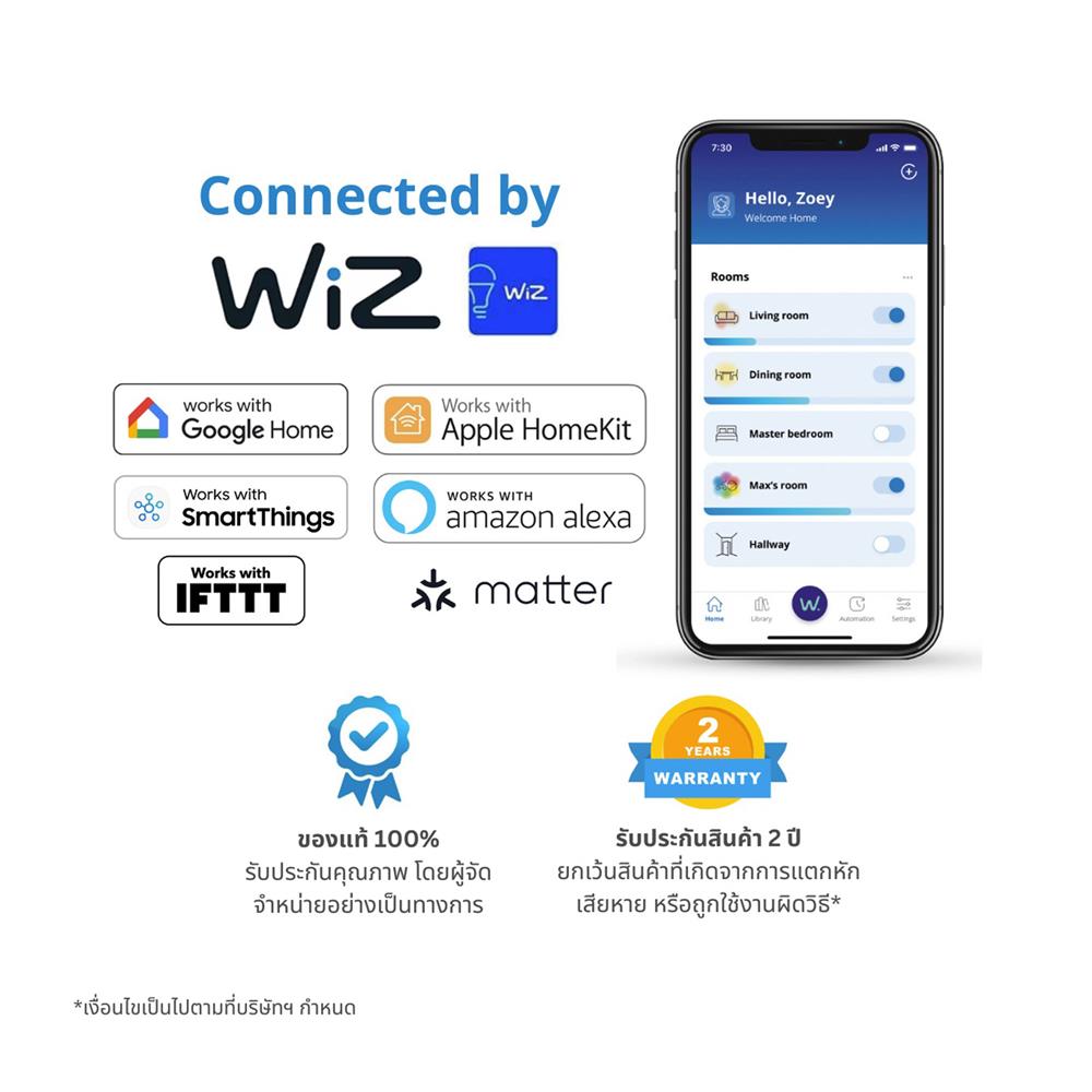 ดาวน์ไลท์ LED WIZ 5.9 นิ้ว 14 วัตต์ RGB สีขาว