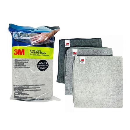 ผ้าไมโครไฟเบอร์เช็ดรถ 3M 40x40 ซม. สีเทา (แพ็ก 3 ผืน)_0