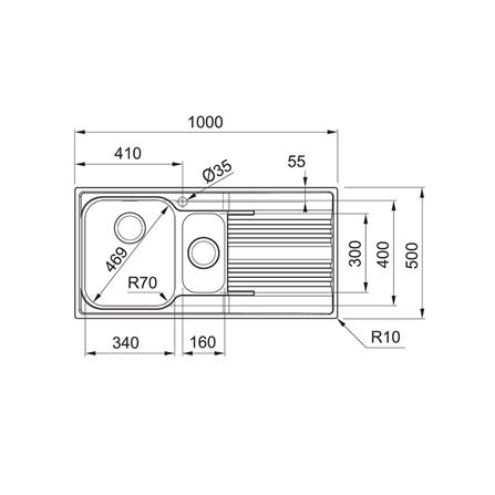 ซิงค์ฝัง 2 หลุม 1 ที่พัก FRANKE SRX 651 RHD 100 ซม. สีเงิน_2