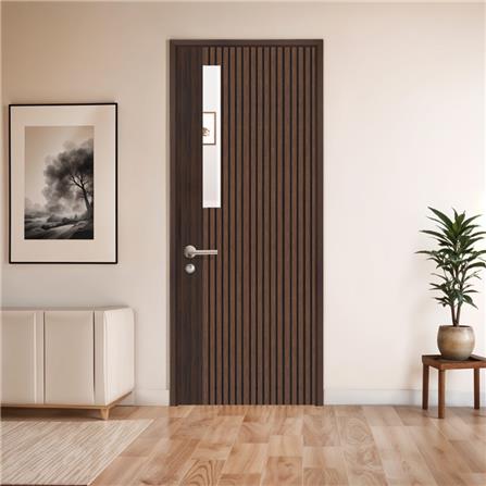 ประตูภายในโพลีสไตรีน ไม่เจาะลูกบิด LINEDEKOR ONE EIGHT 80x200 ซม. สีโรสวู้ด_2