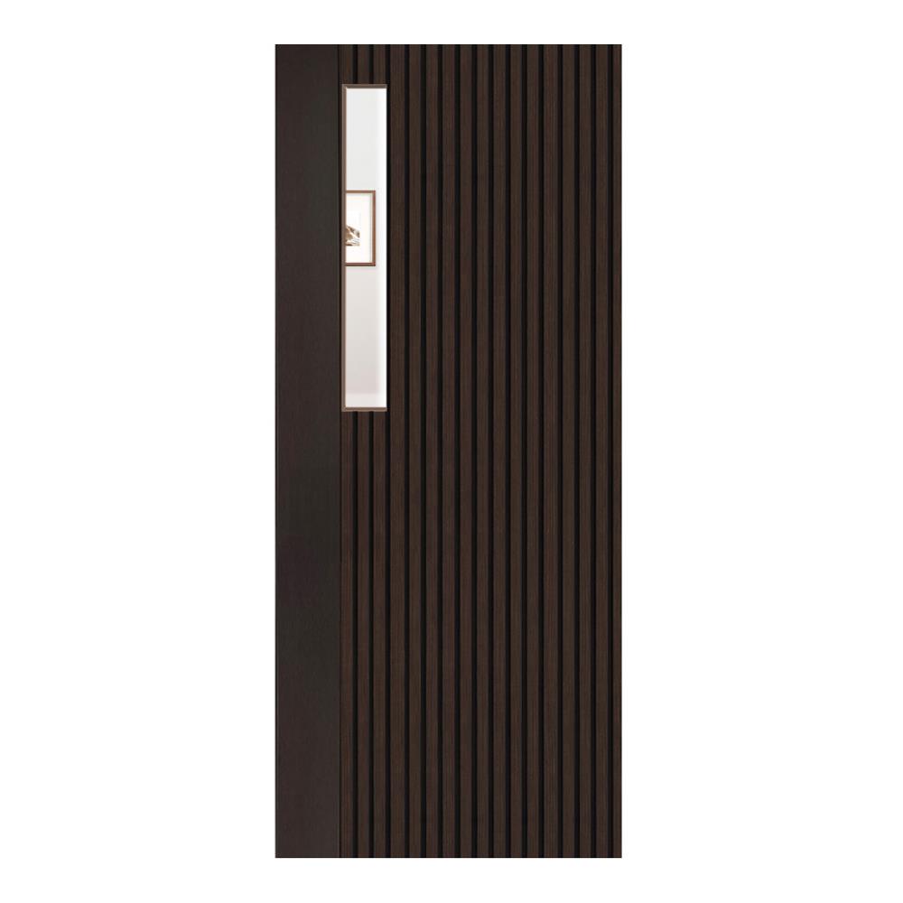 ประตูภายในโพลีสไตรีน ไม่เจาะลูกบิด LINEDEKOR ONE EIGHT 90x200 ซม. สีโอ๊ค