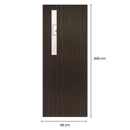 ประตูภายในโพลีสไตรีน ไม่เจาะลูกบิด LINEDEKOR ONE EIGHT 90x200 ซม. สีโอ๊ค_4