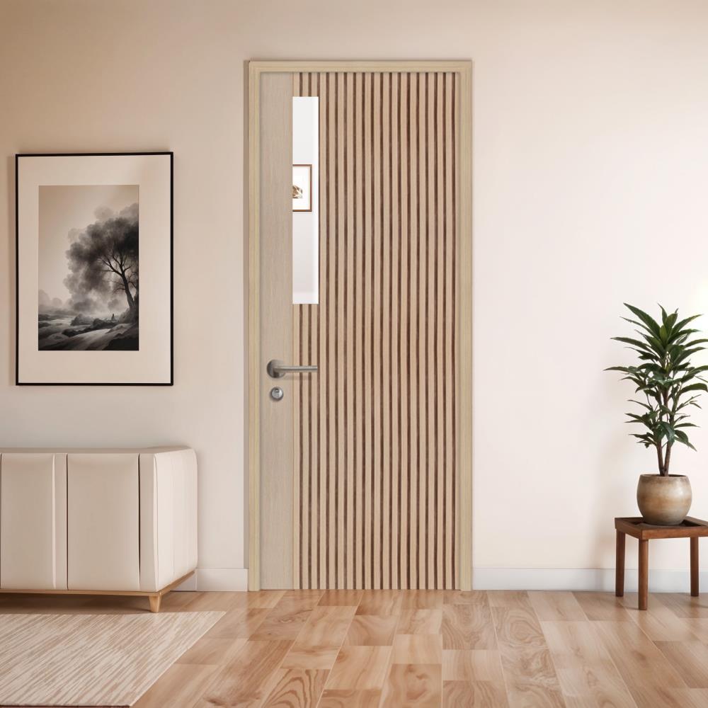 ประตูภายในโพลีสไตรีน ไม่เจาะลูกบิด LINEDEKOR ONE EIGHT 80x200 ซม. สีบีช