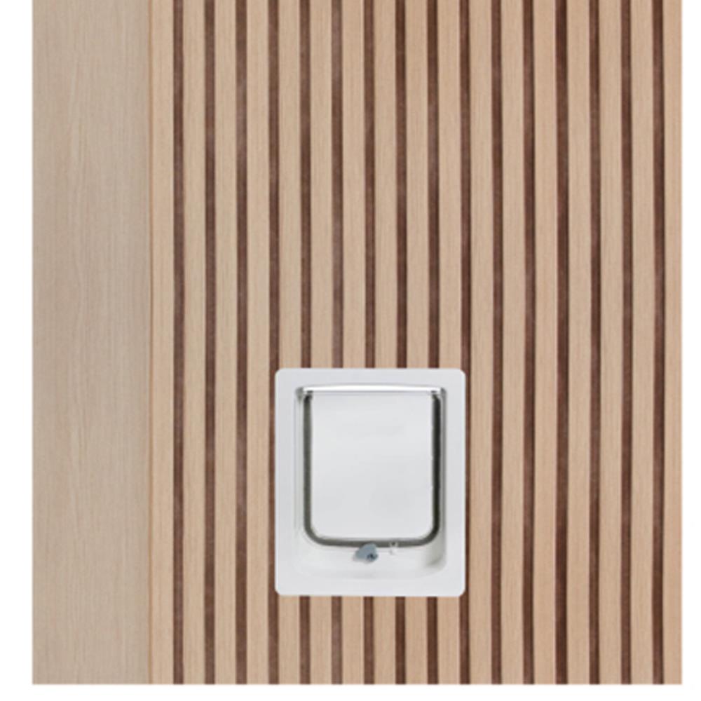 ประตูสัตว์เลี้ยงโพลีสไตรีน ไม่เจาะลูกบิด LINEDEKOR VERTICAL SIZE M 90x200 ซม. สีบีช