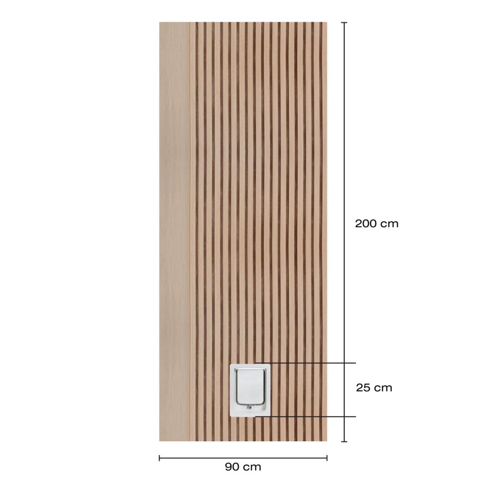 ประตูสัตว์เลี้ยงโพลีสไตรีน ไม่เจาะลูกบิด LINEDEKOR VERTICAL SIZE S 90x200 ซม. สีบีช