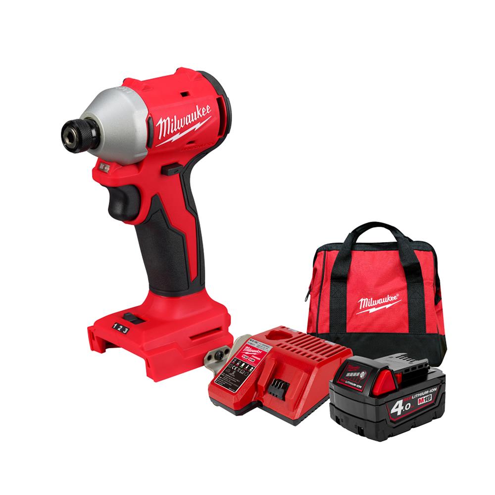 ชุดไขควงกระแทก (พร้อมแบตเตอรี่) MILWAUKEE M18 REDSTART BLIDR-401B