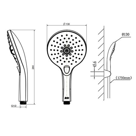 ชุดฝักบัวสายอ่อน 3 ระดับ AMERICAN STANDARD A-6017-PWS สีทอง_1