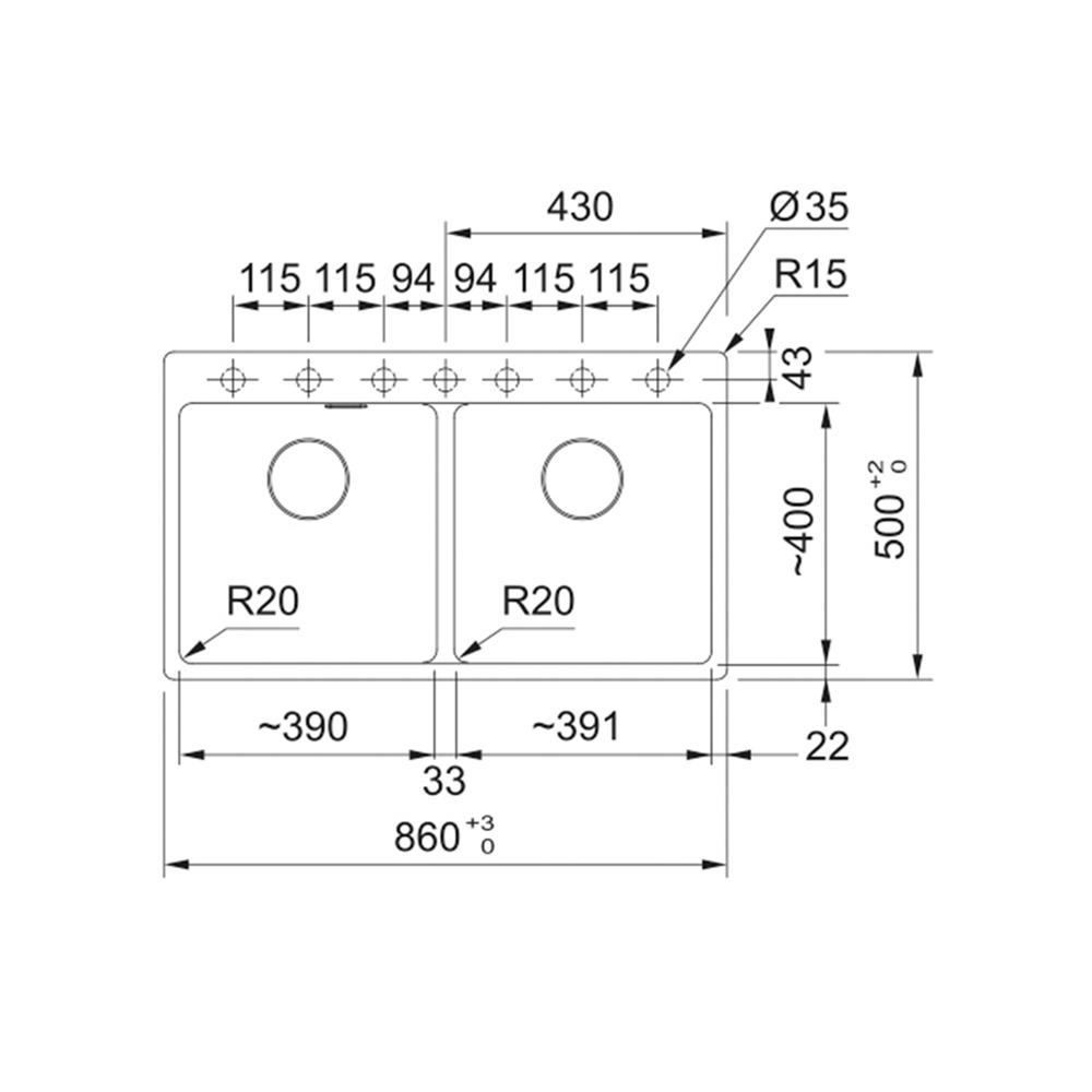 ซิงค์ฝัง 2 หลุม FRANKE MRG 620 BIANCO สีขาว