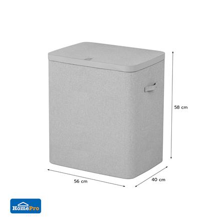 ถังผ้าเหลี่ยมสูง 2 ช่อง PLIM FABBIN สีเทา_7