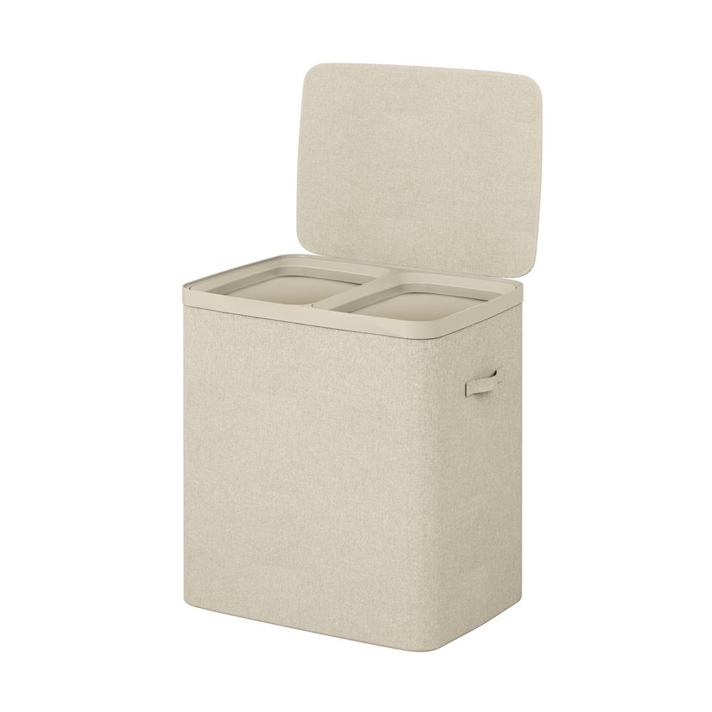 ถังผ้าเหลี่ยมสูง 2 ช่อง PLIM FABBIN สีเบจ