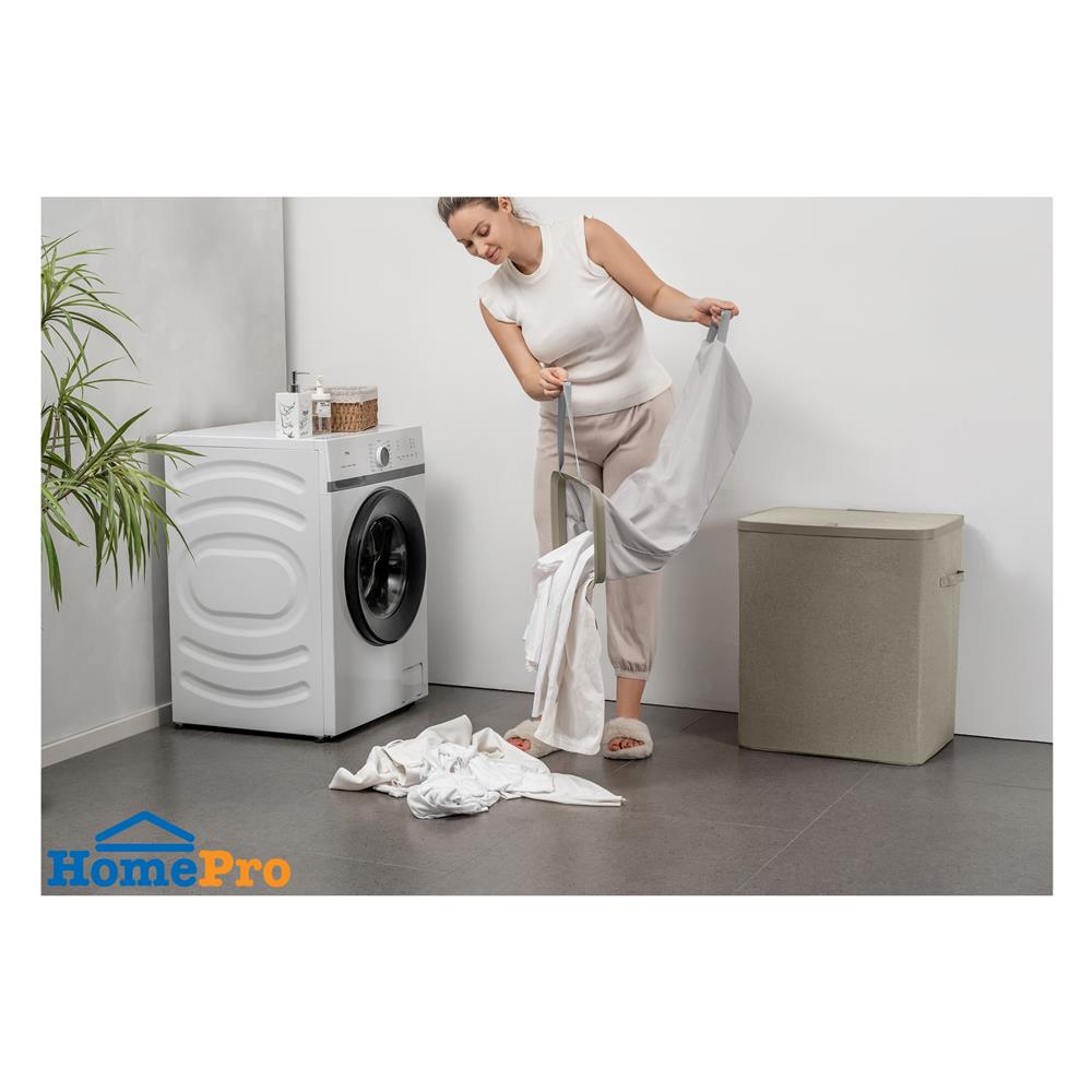 ถังผ้าเหลี่ยมสูง 2 ช่อง PLIM FABBIN สีเบจ