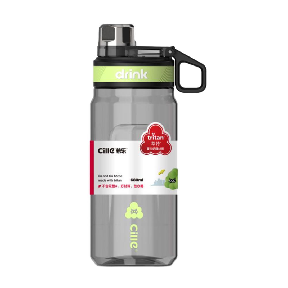 ขวดน้ำพลาสติก TRITAN 0.68 ลิตร CILLE DRINK สีดำ