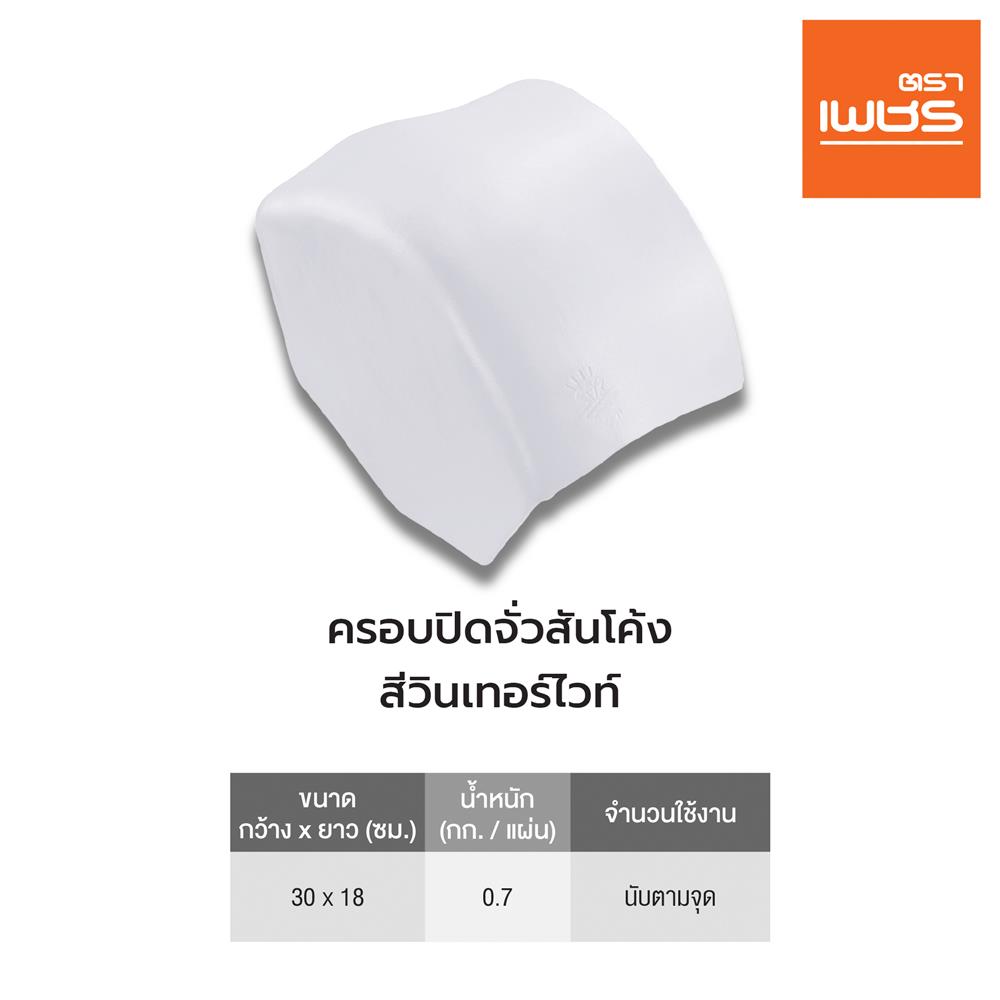 ครอบปิดจั่วสันโค้ง ลอนคู่ ตราเพชร 30x18 ซม. สีวินเทอร์ไวท์
