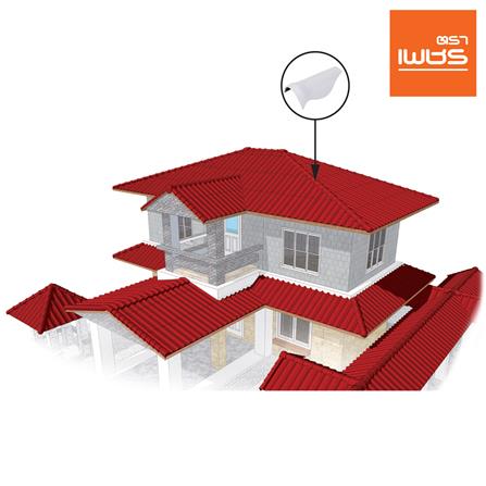 ครอบสันโค้งตะเข้แบบเว้า ลอนคู่ ตราเพชร 23x47 ซม. สีวินเทอร์ไวท์_2