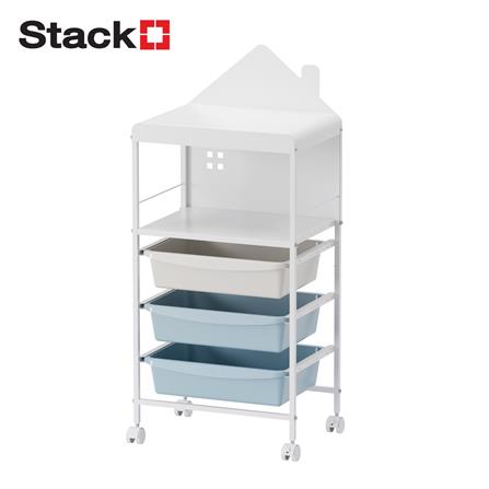 ชั้นลิ้นชัก 3 ชั้น STACKO LITTLE-P 44.6X31.6X100.8 ซม. สีขาว/ฟ้า_0