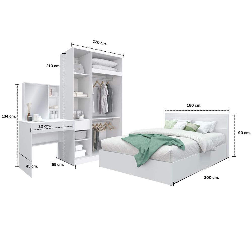 ชุดห้องนอน 5 ฟุต KONCEPT HAMAKO 59061279 สีขาว