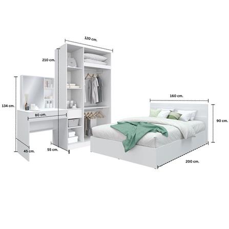 ชุดห้องนอน 5 ฟุต KONCEPT HAMAKO 59061279 สีขาว_5