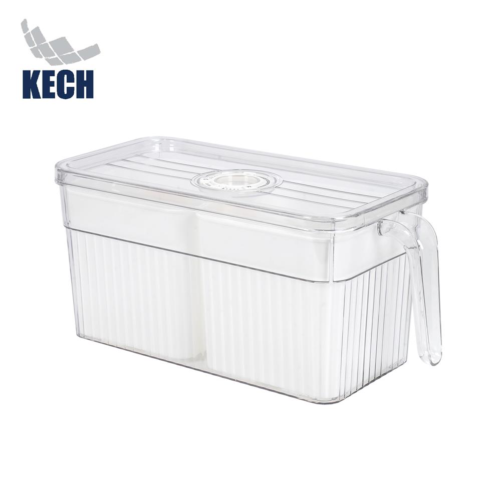กล่องจัดเก็บในตู้เย็น 2 ช่อง มีด้ามจับ KECH SYPA SIZE M