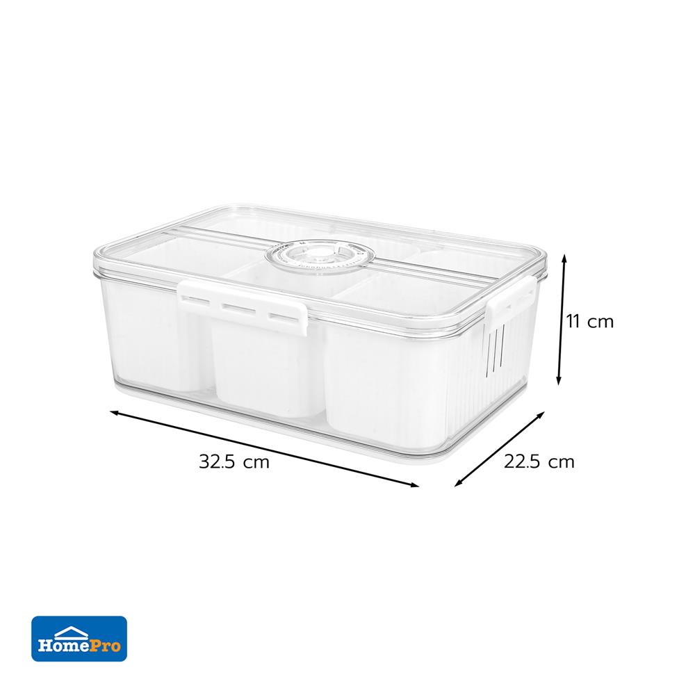 กล่องจัดเก็บในตู้เย็น 3 ช่อง ฝาบันทึกวันได้ KECH SYPA SIZE L