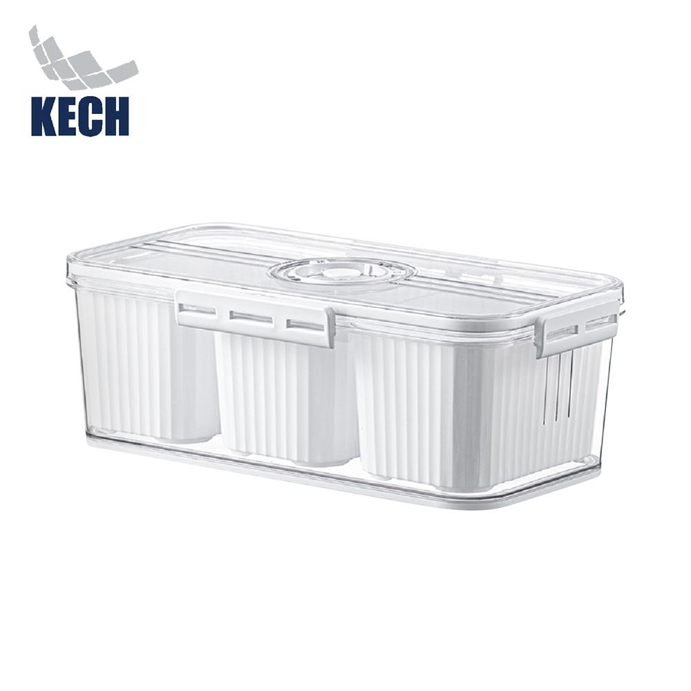 กล่องจัดเก็บในตู้เย็น 3 ช่อง ฝาบันทึกวันได้ KECH SYPA SIZE M