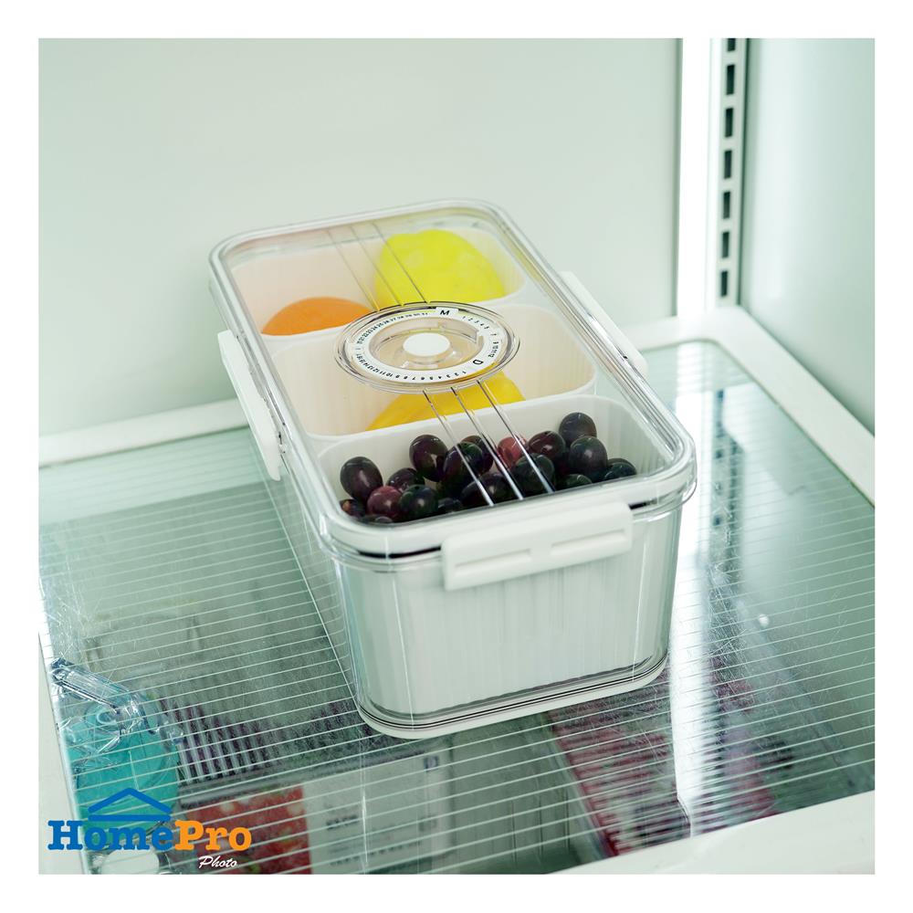 กล่องจัดเก็บในตู้เย็น 3 ช่อง ฝาบันทึกวันได้ KECH SYPA SIZE M