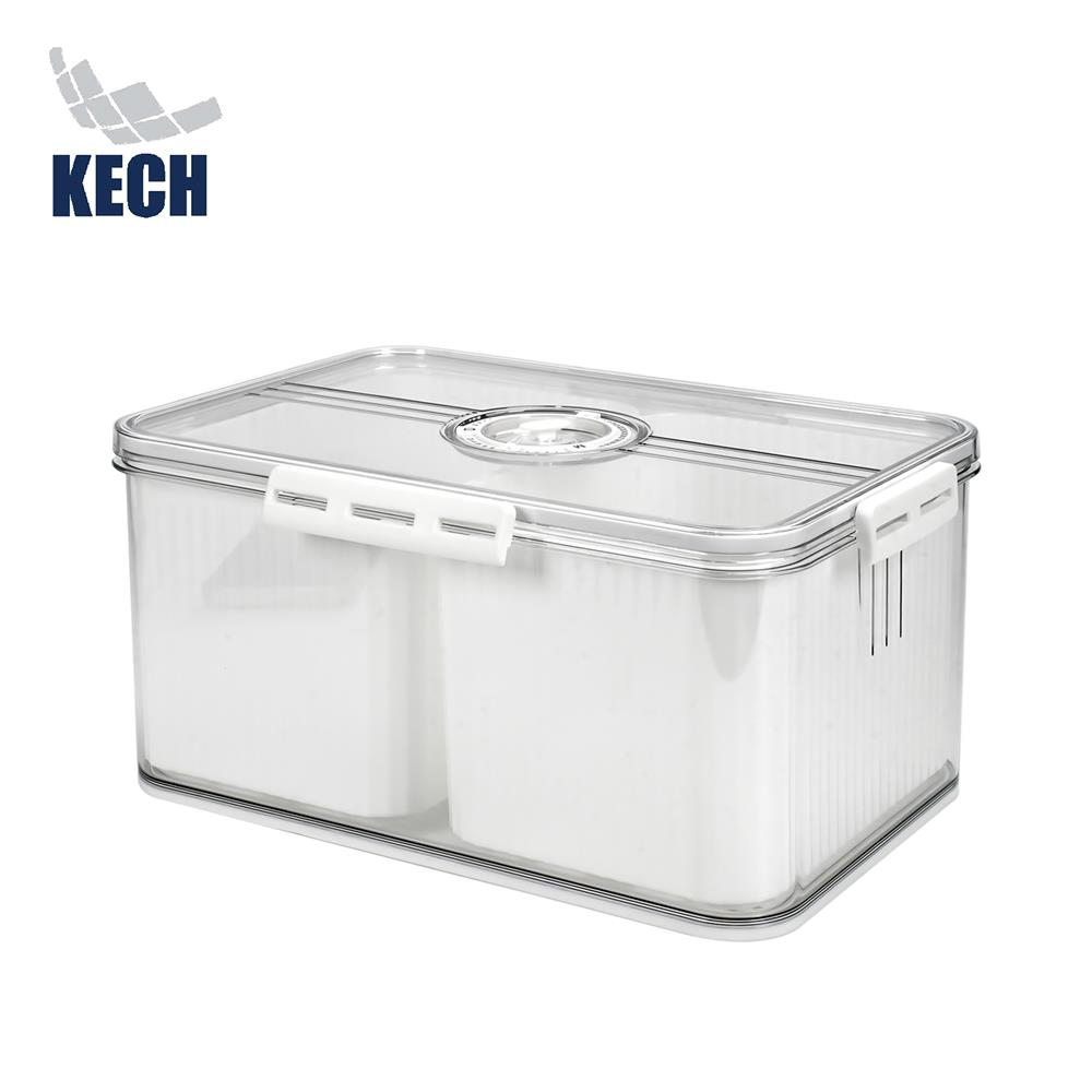 กล่องจัดเก็บในตู้เย็น 2 ช่อง พร้อมฝาบันทึกวัน KECH SYPA SIZE L