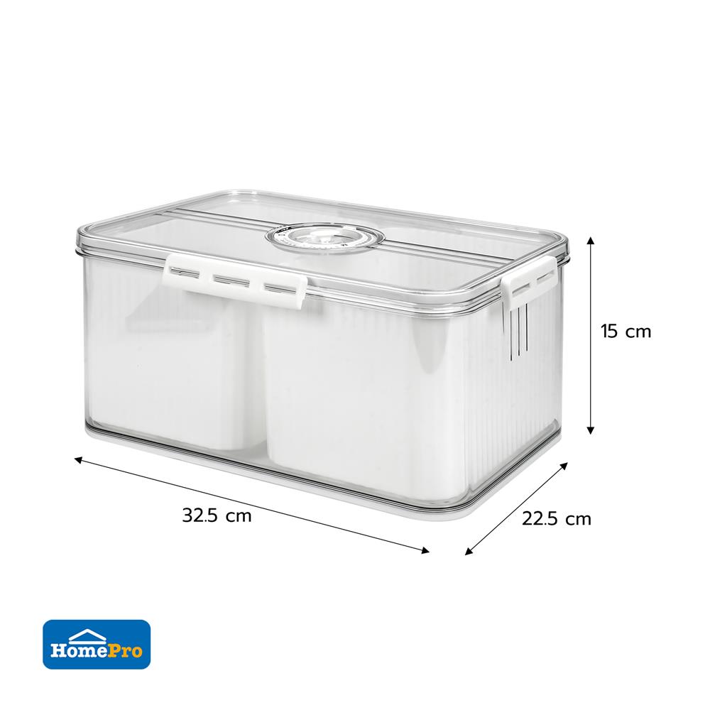 กล่องจัดเก็บในตู้เย็น 2 ช่อง พร้อมฝาบันทึกวัน KECH SYPA SIZE L