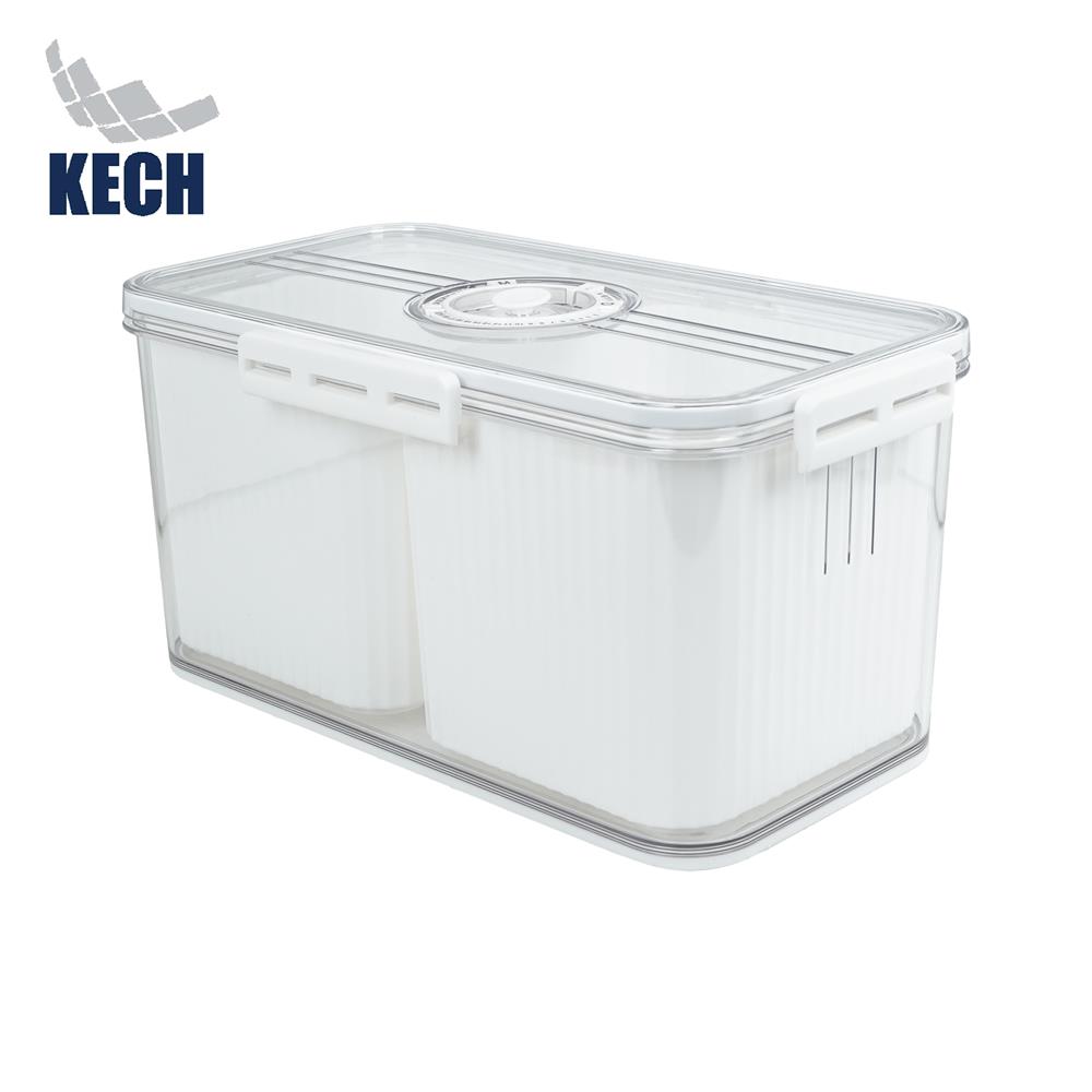 กล่องจัดเก็บในตู้เย็น 2 ช่อง ฝาบันทึกวันได้ KECH SYPA SIZE M